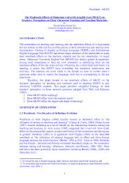 The test is set and run by the malaysian examinations council (which also runs the sijil tinggi persekolahan malaysia examination). Doc The Washback Effects Of Malaysian University English Test Muet On Teachers Perceptions On Their Classroom Teaching And Teaching Materials Farrah Diebaa Rashid Ali Academia Edu