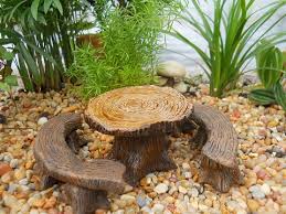 Tree Stump Table And Bench Set 3 Pcs 12 95 Kent S Mini Treasures Artisan Dollhouse Miniatures