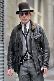 Nick Wooster Wearing Black Leather Bomber Jacket Grey Wool Blazer Black And White Cardigan White Dress Shirt Black Leather Bomber Jacket Leather Jacket Men Mens Fashion Cardigan
