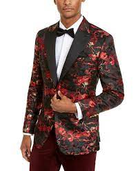 Tallia Orange Men S Slim Fit Red Black Floral Dinner Jacket Reviews Blazers Sport Coats Men Macy S Slim Fit Men Mens Sport Coat Mens Floral Blazer