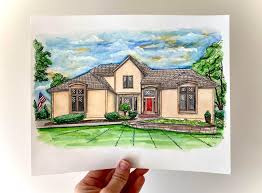 House Drawing From Photo, Custom House Drawing, Housewarming Gift, Realtor  Gift for Clients, Closing Gift, Housewarming, Childhood Home