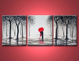 Black And White Kiss Canvas Kiss In Rain Love Couple Black White And Red Large Original Abstract Painting 48x20 Inch On Stretched Canvas Wedding Gift Art Canvas Painting Painting