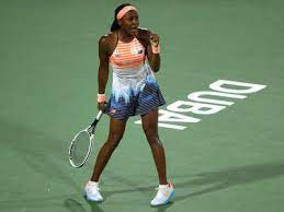 Coco gauff of the united states celebrates in her first round match against venus williams of the united states on day one of the 2020. Coco Gauff Coco Gauff Saves Two Match Points In First Round Win At Dubai Tennis News Times Of India