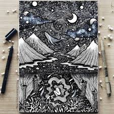 Beautiful Black And White Nature Drawing Stunning Black And White Illustrations Will Fill Your Soul With The Art Of Nature Ink Pen Drawings Ink Drawing Watercolor Paintings Tutorials