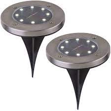 Dank erdspieß sogar auf dem rasen. 2x Solar Aussen Spot Strahler Lampe Edelstahl Wasserfest Outdoor Weg Beleuchtung Garten Terrasse Rasen Auffahrt Erdspiess