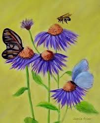 We used the same technque that we did with the watercolor. Flowers And Butterflies Painting By Jamie Frier