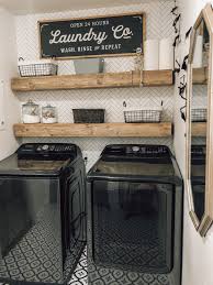 Farmhouse Laundry Room Diy Black Appliances Appliances Black Diy Farmhouse Laundry Room Laundry Room Diy Rustic Laundry Rooms Laundry Decor