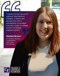 Marissa Brown, CF assistant director of admissions and student recruitment,  was recently recognized as the Take Stock in Children Alumni of the Year.  Marissa benefitted from the Take Stock in Children program