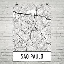 Sao Paulo Map Sao Paulo Art Sao Paulo Print Sao Paulo Etsy City Prints City Map Art Street Map Art