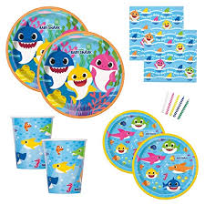 A variety of colored paper and embellishments may encourage kids to get creative about decorating their shark hats. Buy Baby Shark Theme Birthday Party Supplies Set For Boys Or Girls Serves 16 Plates Napkins Cups And Candles Dododo Online In Turkey B07z6qz8bh