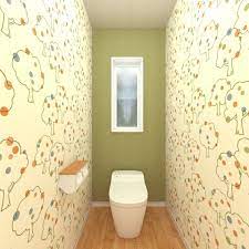 かわいい木のイラストが施された壁紙をやわらかいグリーン系統でまとめました トイレのデザイン トイレ 壁紙 トイレのアイデア