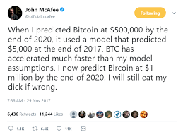 John Mcafee Makes Headlines Again With Bets On The Price Of