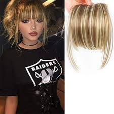 From french crops to long bangs, there is a fringe style that perfectly matches you and your needs. Amazon Com Leeons Fringe Bangs Synthetic Hair Extensions Clip In Bangs 6 Short Straight Hairpiece Front Neat Bang Two Side Blonde 18h613 Beauty