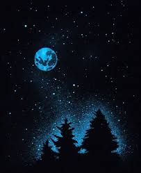 Glow In The Dark Stars Cold Moon Poster Random Stars A Etsy Cold Moon Moon Art Dark Paintings