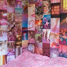 Pink Glow Collage Kit Etsy Neon Room Bedroom Wall Collage Retro Room