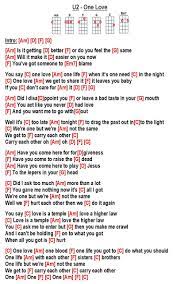U2 One Love W Guitar Chords For Songs Ukulele Chords Songs Ukulele Songs