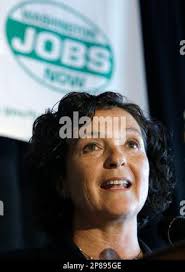 Washington state Secretary of Transportation Paula Hammond is shown,  Monday, April 19, 2010, at Todd Shipyards in Seattle, where a new  Washington ferry is being built. (AP Photo/Ted S. Warren Stock Photo -