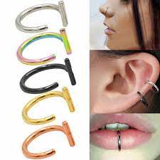 ステンレス ノンホールピアス 1個 フェイクリングピアス イヤーカフ 鼻ピアス 口ピアス 軟骨 イヤリング メンズ レディース ボディピアス の商品情報やレビューなど 口ピアス 鼻ピアス ボディピアス
