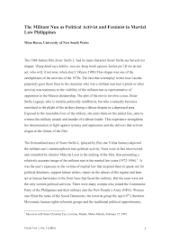Pdf The Militant Nun As Political Activist And Feminist In Martial Law Philippines