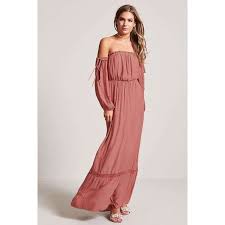 Forever 21 Off The Shoulder Maxi Dress Mauve 33 Liked On Polyvore Featuring Dresses Mauve Ma Long Sleeve Dresses Fall Wrap Dresses Fall Maxi Dress Party
