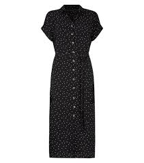 Black Star Print Midi Shirt Dress New Look Midi Shirt Dress Dresses Shirt Dress