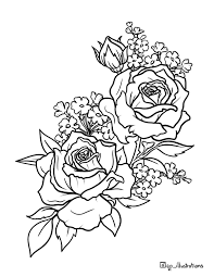 Select from 36755 printable coloring pages of cartoons, animals, nature, bible and many more. Flower Coloring Page Roses Downloadable And Printable Pdf Etsy