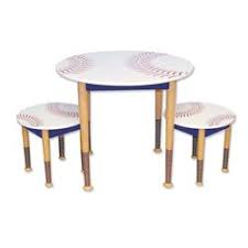 Baseball Table And Stool Set Baseball Table Wooden Toddler Table Kids Table And Chairs