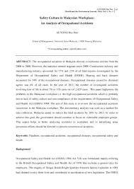 The notification requirements of occupational poisoning or occupational disease shall apply to the industries specified in the first schedule, occupational safety and health act 1994. Pdf Safety Culture In Malaysian Workplace An Analysis Of Occupational Accidents Hui Nee Au Yong Academia Edu