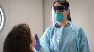 Covid 19 Coronavirus Outbreak Performing A Nasal Swab Test On Patients Inside A Rapidly Deployable Facility Optimized For Epidemics Protocol