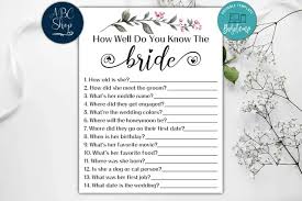 This fun card game includes 52 playing cards, each with a question like what is the bachelorette's biggest fear? and what is her favorite band of all time? Editable How Well Do You Know The Bride Bridal Shower Game Diy Bobotemp