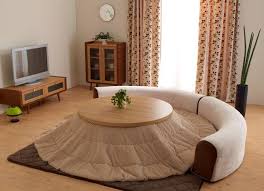 Cute Round Kotatsu Its A Small Japanese Heated Table With A Blanket For Winter Japanese Home Design Home Japanese House