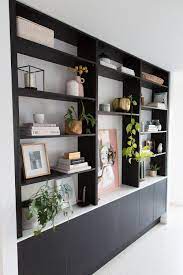 Decor your industrial style home with vasagle. How To Style A Bookshelf Black Bookshelf Styled In A Modern Way With Blush Pink Decor Bras Shelf Decor Living Room Bookshelves In Living Room Bookcase Decor