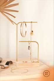 Porte Bijoux En Bois Et Metal Decoratif Et Fonctionnel 100 Made In France In 2020 Wooden Jewelry Display Wooden Jewelry Jewellery Display