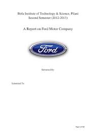 Report On Ford Motor Company Pom
