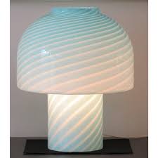 1980s Vintage Vetri Murano Glass Blue Swirl Table Lamps A Pair Table Lamp Lamp Murano Lamp