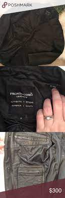 Mens Pronto Uomo Leather Black Travel Coat Jacket Black Travel Travel Coat Leather Jacket Black