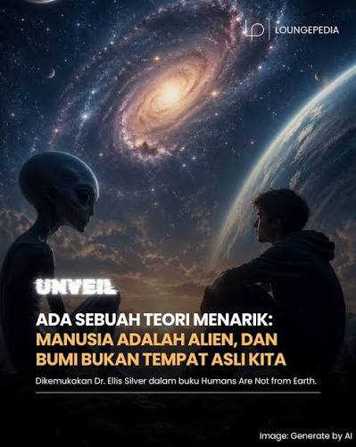 Katanya manusia bukan berasal dari bumi. Tubuh kita dianggap gak pernah  benar-benar cocok tinggal di sini, sementara jiwa kita terus merasa ada  yang kurang. Teori ini memang belum diakui sains, menarik sih,