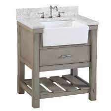 Find a great selection of bathroom vanities at nfm! Amazon Com Charlotte 30 Inch Bathroom Vanity Carrara Weathered Gray Includes Weathered Gray Cabinet With Authentic Italian Carrara Marble Countertop And White Ceramic Farmhouse Apron Sink Kitchen Dining