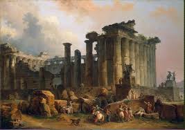 A Hermit Praying In The Ruins Of A Roman Temple Robert Hubert Zzz Ruins Of A Doric Temple Jpg 1484 1046 Decay Art Old Paintings Painting