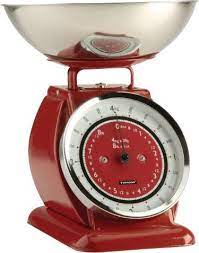 These 'vintage' scales are enough to make you start a culinary career in the comfort on your own kitchen. 5027899300962 Typhoon Stainless Steel Bella Mechanical Kitchen Scale Red