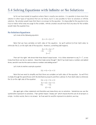 One with infinite solutions and one with no solutions. 5 4 Solving Equations With Infinite Or No Solutions