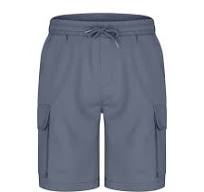 Men's Cargo Shorts Elastic Waist Drawstring With Pocket Cotton Straight Elastic Waist Shorts Navy