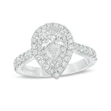 Crafted in 14k white gold. Vera Wang Love Collection 1 3 4 Ct T W Certified Pear Shaped Diamond Frame Engagement Ring In 14k White Gold I Si2 Zales Outlet
