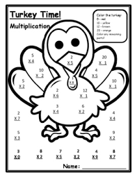 Multiplication coloring pages are a fun way for students to practice multiplication! Thanksgiving Color By Number Thanksgiving Math Multiplication Turkey Math 3rd