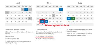El 24 de mayo era uno de los tres feriados con fines turísticos que el ejecutivo había establecido este año: Rvyp3 Nm85t0vm