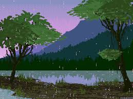 Rainy Evening At The River By Forheksed Pixel Art Landscape Anime Background Pixel Art