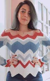 Chevron Zigzag Sweater Pattern In 2021 Crochet Pullover Pattern Sweater Pattern Crochet Clothes