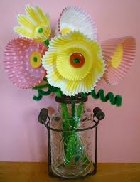 Glue wooden stick and buttons to make it graceful. Cupcake Paper Flowers And A Giveaway Sweet Simple Stuff