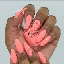 S G Nails Pink Acrylic Nails Long Acrylic Nails Coral Nails