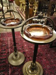 Two Floor Standing Bronze Finish And Amber Glass Ash Trays Ash Tray Stand The Good Old Days Vintage Ashtray